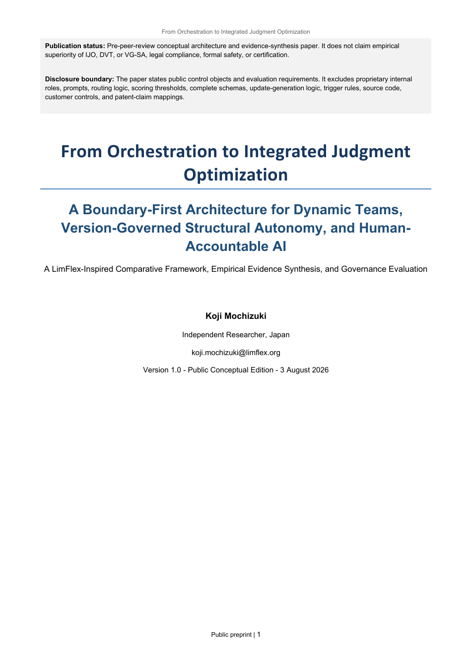 Integrated Judgment Optimization paper
