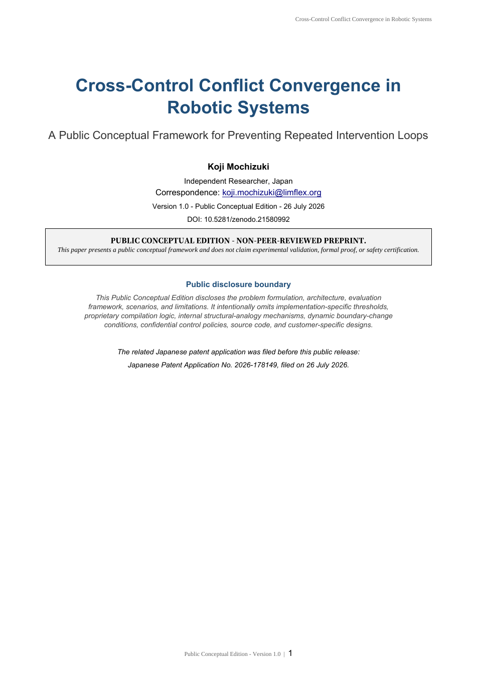 Cross-Control Conflict Convergence paper